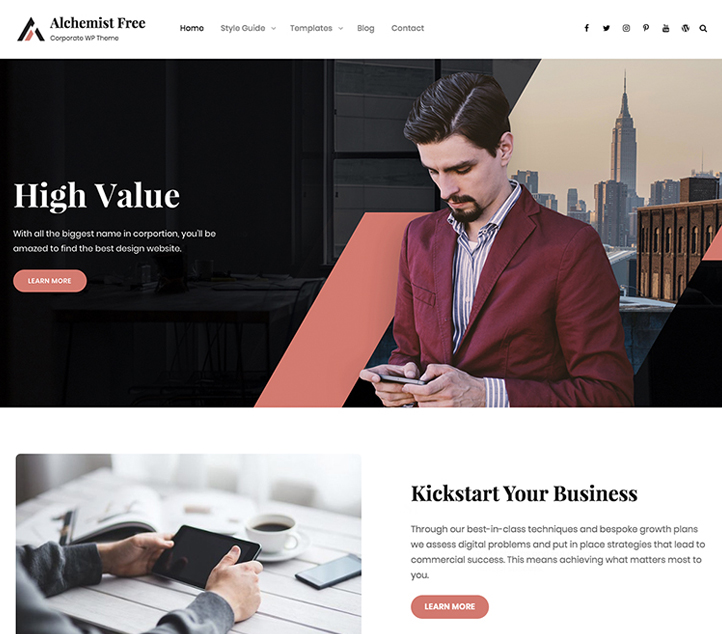 Alchemist -Best Free Business WordPress Themes and Templates 2020