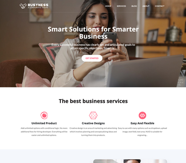 Busyness -Best Free Business WordPress Themes and Templates 2020 