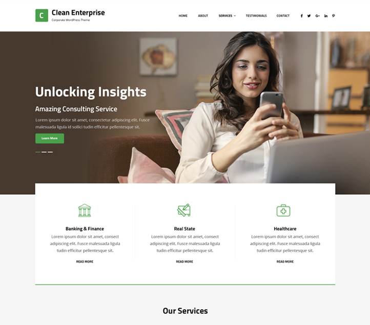 Clean Enterprise -Best Free Business WordPress Themes and Templates 2020