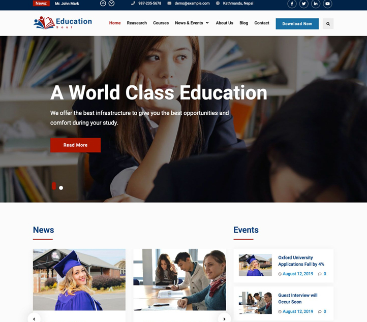 Education Soul - Best Free Business WordPress Themes and Templates 2020