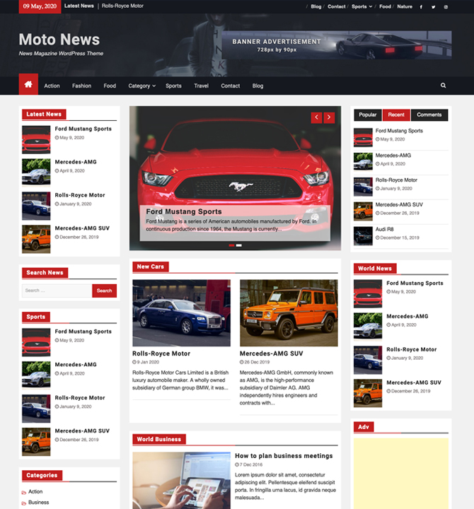 Moto News WordPress Magazine Theme