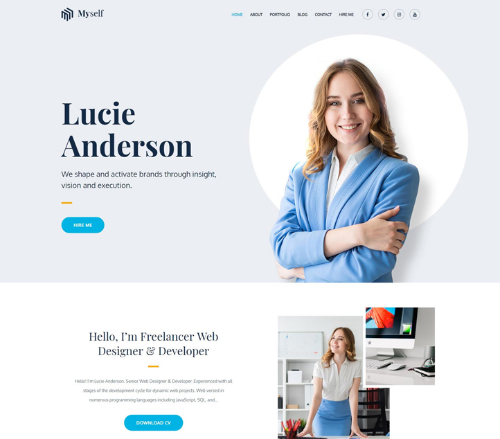 Myself -Best Free Business WordPress Themes and Templates 2020