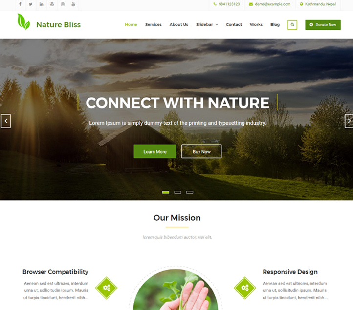 Nature Bliss - Best Free Business WordPress Themes and Templates 2020