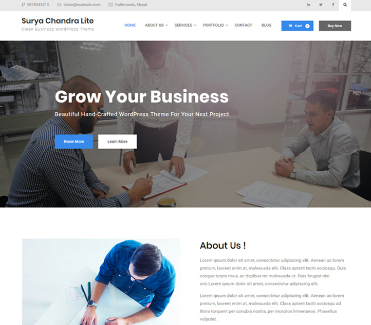 Surya Chandra Lite -Best Free Business WordPress Themes and Templates 2020