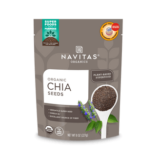 Navitas Organics Chia Seeds – Organic, Non-GMO, and nutrient-dense superfood rich in omega-3 fatty acids, fiber, and protein. A versatile plant-based seed perfect for chia pudding, smoothies, and oatmeal. USDA Organic and great for heart health.